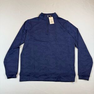 Peter Millar Navy Blue Perth Camo Performance Quarter-Zip Golf Pullover NWT $125
